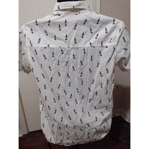 Budweiser NWT Shirt Men’s Short Sleeve White Beer Print Button Up Size Medium M - Picture 3 of 11